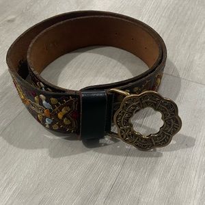 Lucky Brand Embroidered Boho Leather Belt